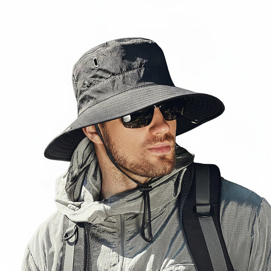 Unisex Wide Brim Sun Hat with Adjustable Chin Cord for Hiking and Beach - 1