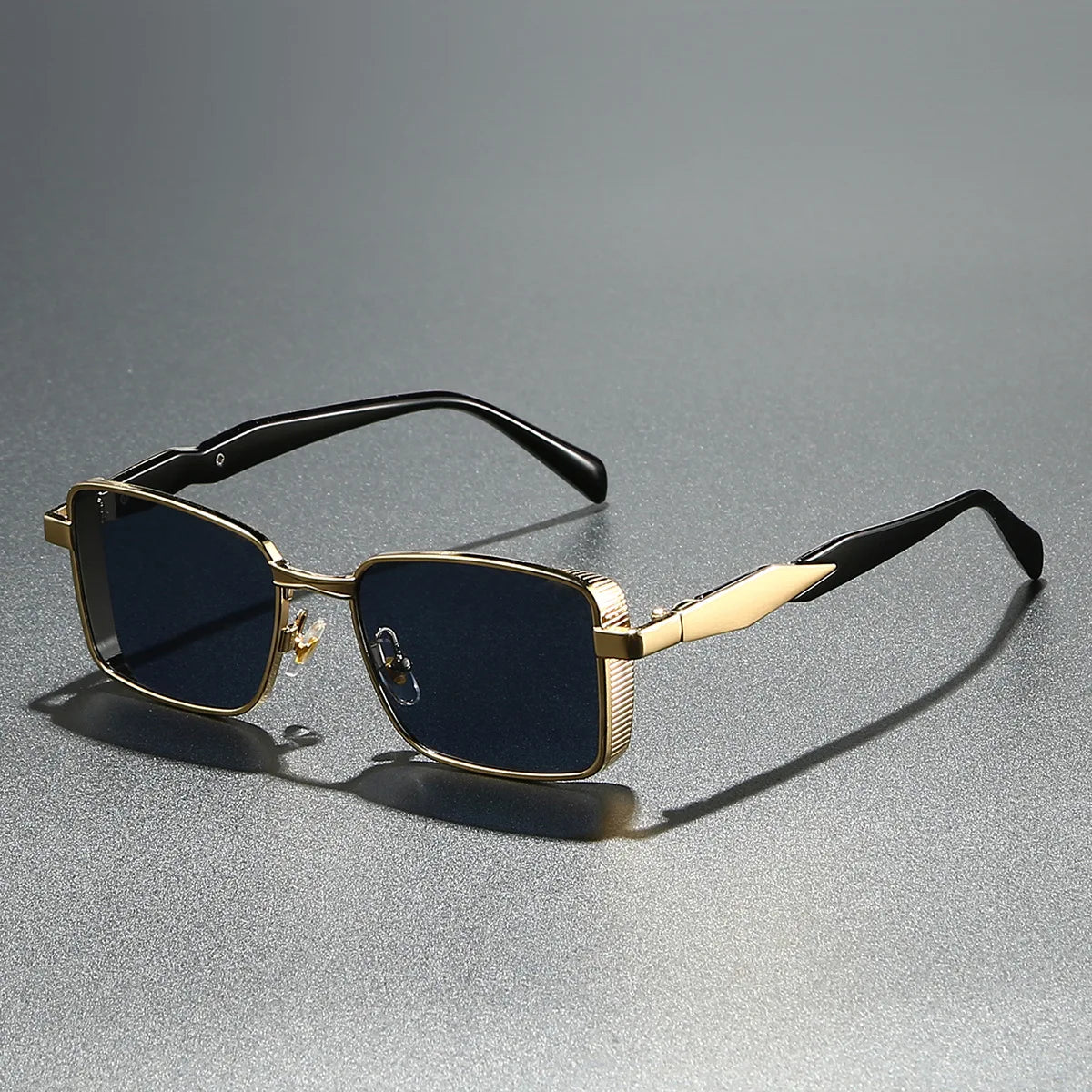 Unisexe Lunettes de Soleil Rectangulaires Monture Métallique avec Verres Dégradés
