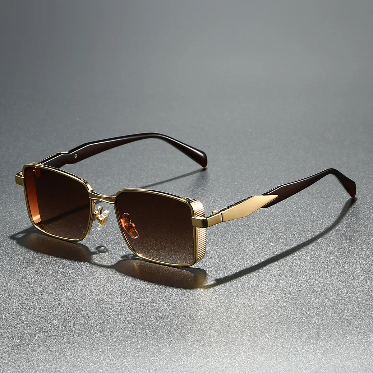 Unisexe Lunettes de Soleil Rectangulaires Monture Métallique avec Verres Dégradés