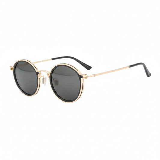 Unisexe Lunettes de Soleil Rondes Vintage à Verres Polarisés et Monture Métallique - 1