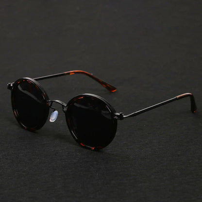 Unisexe Lunettes de Soleil Rondes Vintage à Verres Polarisés et Monture Métallique