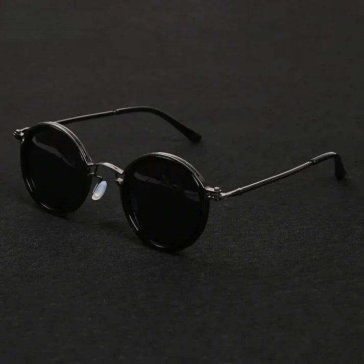 Unisexe Lunettes de Soleil Rondes Vintage à Verres Polarisés et Monture Métallique