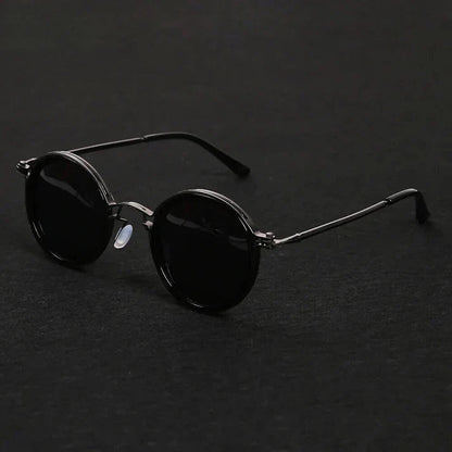 Unisexe Lunettes de Soleil Rondes Vintage à Verres Polarisés et Monture Métallique