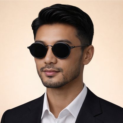 Unisexe Lunettes de Soleil Rondes Vintage à Verres Polarisés et Monture Métallique