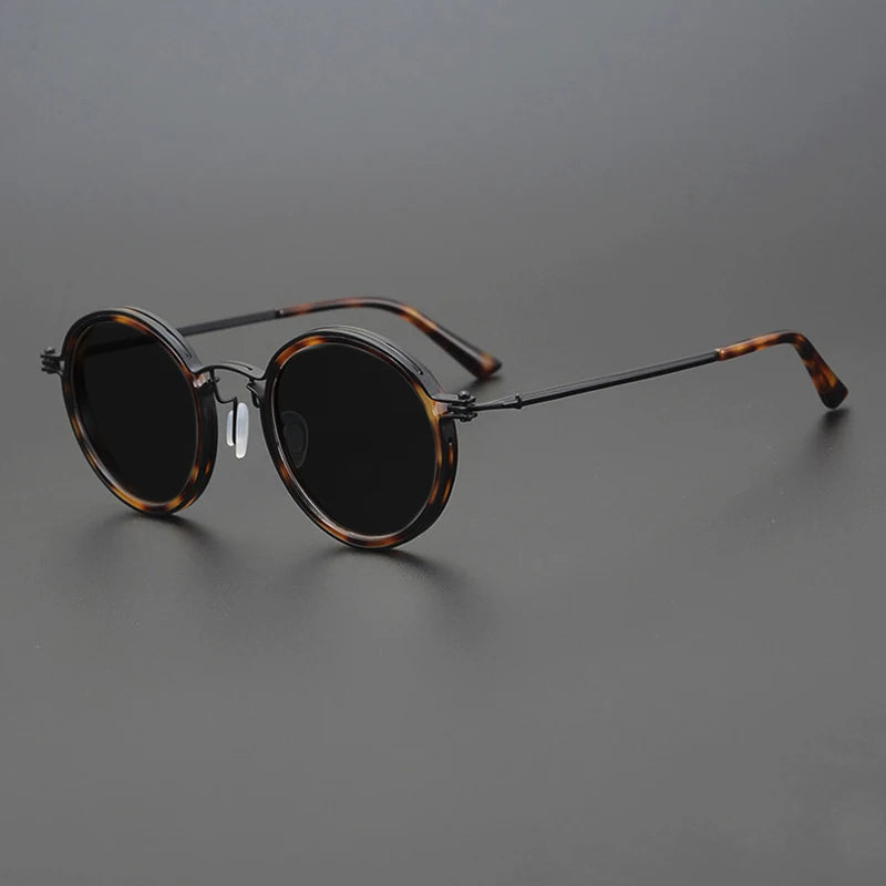 Unisexe Lunettes de Soleil Rondes Vintage à Verres Polarisés et Monture Métallique