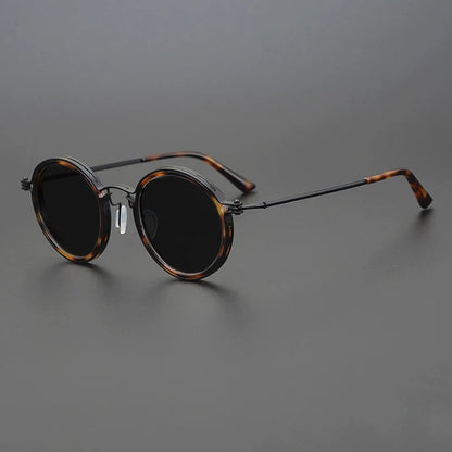 Unisexe Lunettes de Soleil Rondes Vintage à Verres Polarisés et Monture Métallique