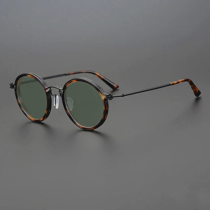 Unisexe Lunettes de Soleil Rondes Vintage à Verres Polarisés et Monture Métallique