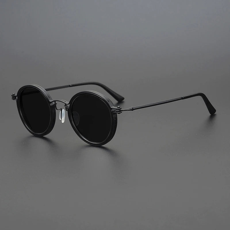 Unisexe Lunettes de Soleil Rondes Vintage à Verres Polarisés et Monture Métallique