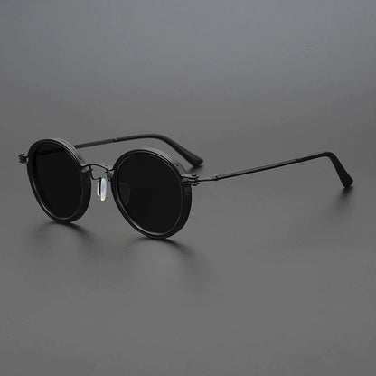 Unisexe Lunettes de Soleil Rondes Vintage à Verres Polarisés et Monture Métallique