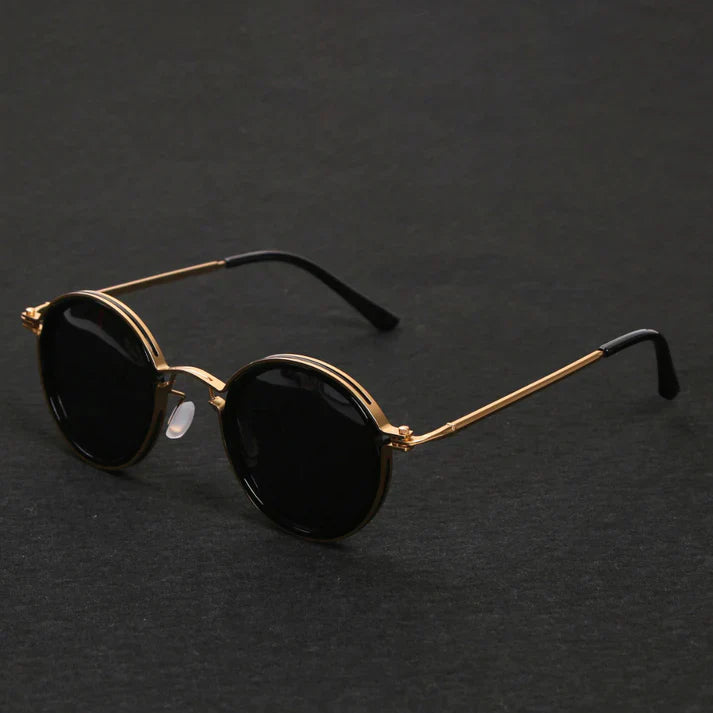 Unisexe Lunettes de Soleil Rondes Vintage à Verres Polarisés et Monture Métallique