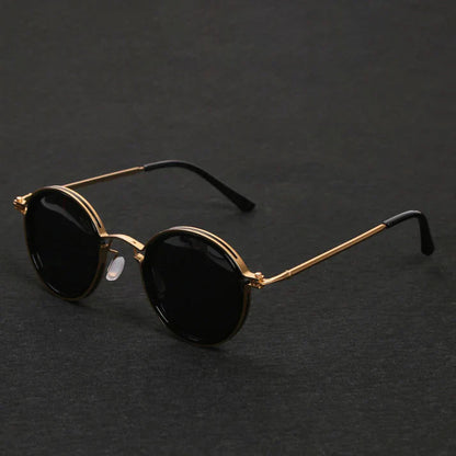 Unisexe Lunettes de Soleil Rondes Vintage à Verres Polarisés et Monture Métallique