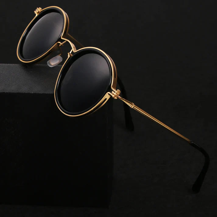 Unisexe Lunettes de Soleil Rondes Vintage à Verres Polarisés et Monture Métallique