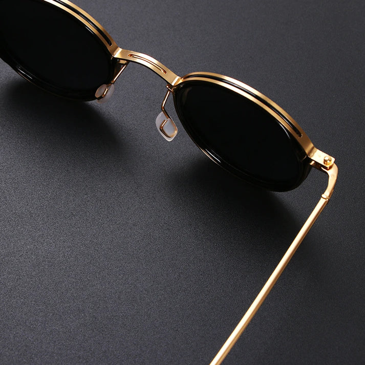 Unisexe Lunettes de Soleil Rondes Vintage à Verres Polarisés et Monture Métallique