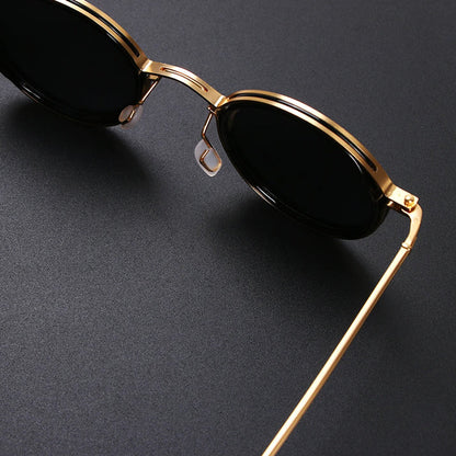 Unisexe Lunettes de Soleil Rondes Vintage à Verres Polarisés et Monture Métallique