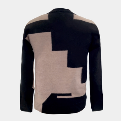 Women's Color Block Round Neck Sweater with Drop Shoulder