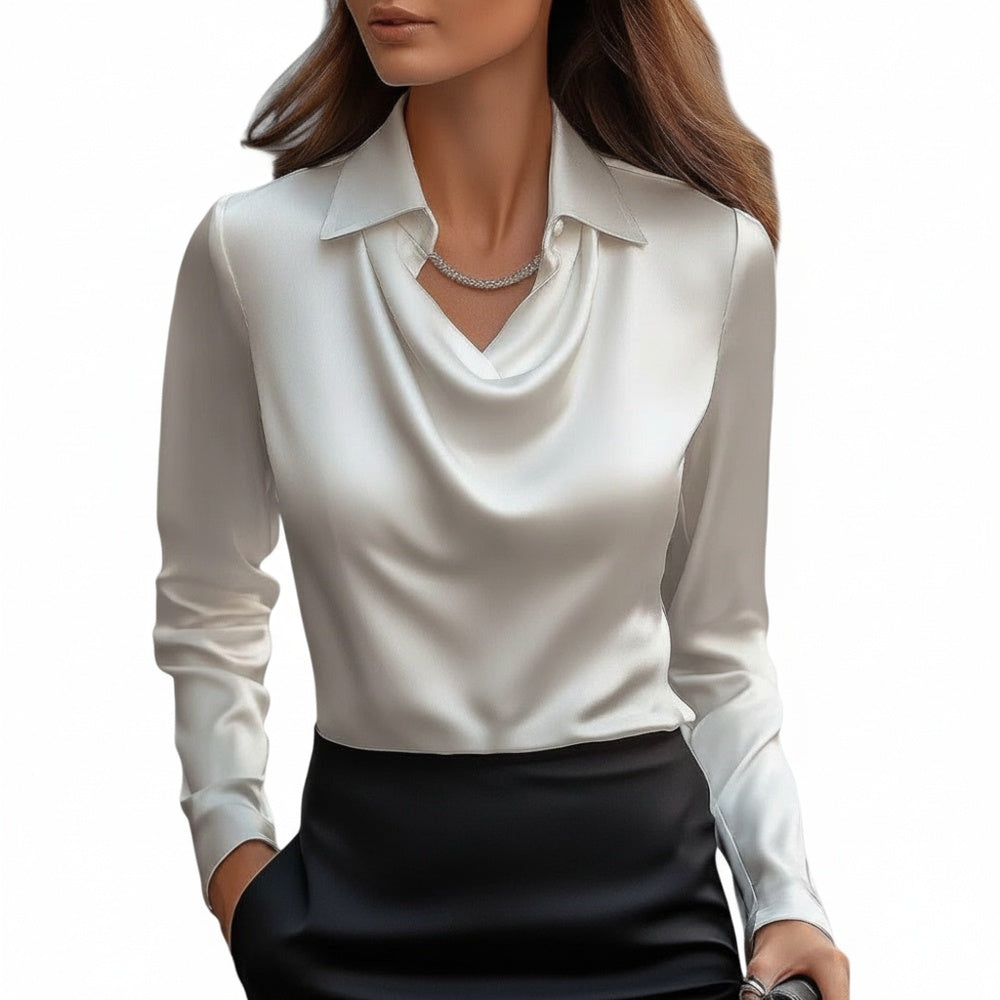 Women's Cowl Neck Blouse with Collar