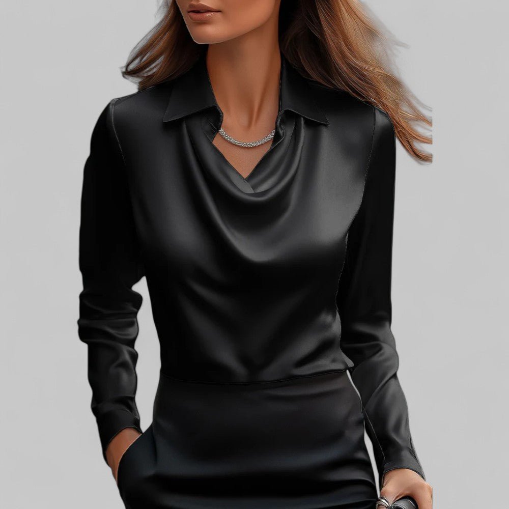 Women's Cowl Neck Blouse with Collar