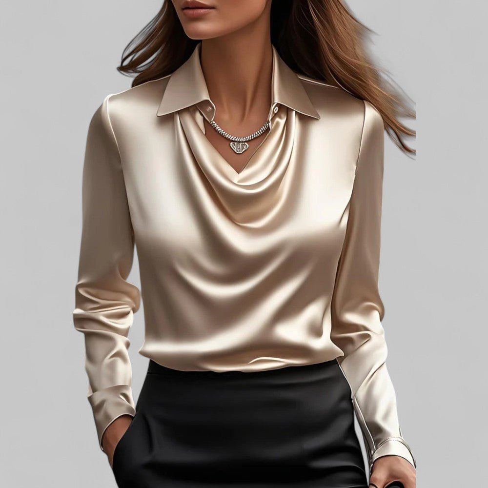 Women's Cowl Neck Blouse with Collar