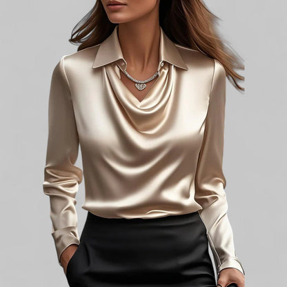 Women's Cowl Neck Blouse with Collar