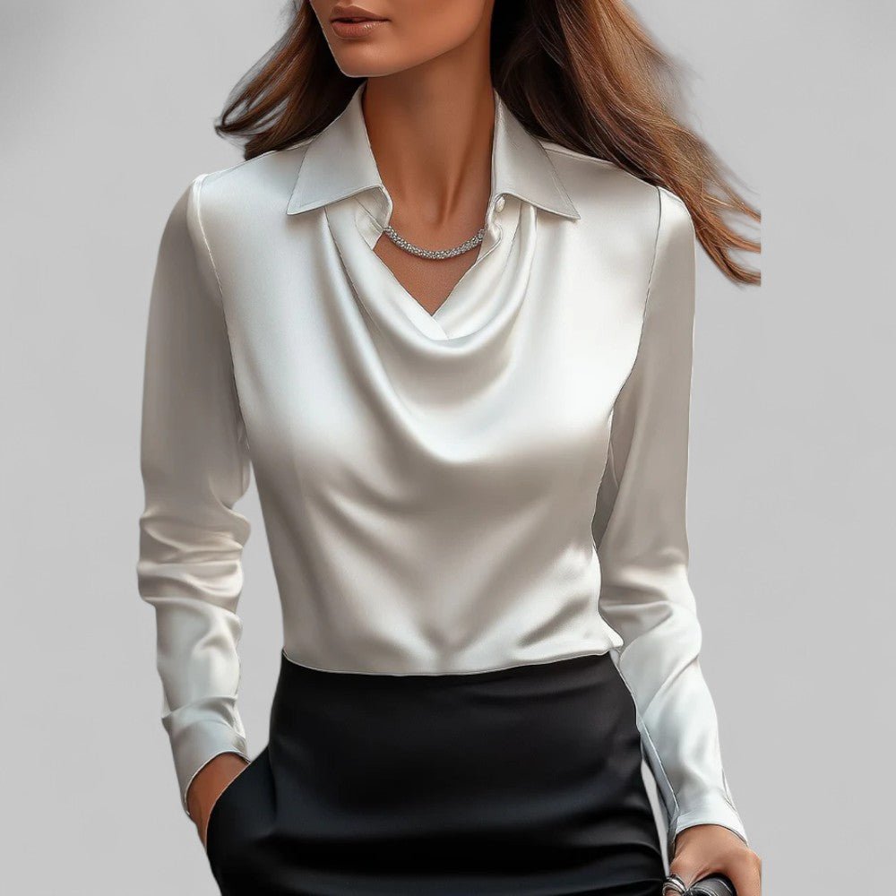 Women's Cowl Neck Blouse with Collar