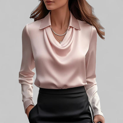 Women's Cowl Neck Blouse with Collar