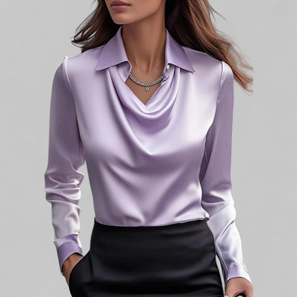 Women's Cowl Neck Blouse with Collar