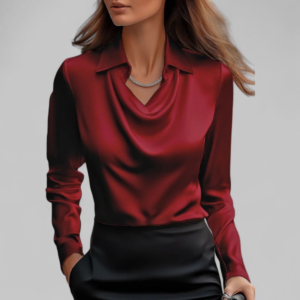 Women's Cowl Neck Blouse with Collar
