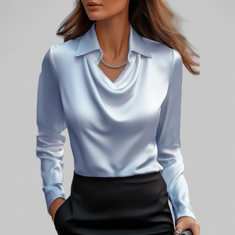 Women's Cowl Neck Blouse with Collar