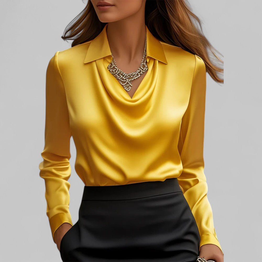 Women's Cowl Neck Blouse with Collar
