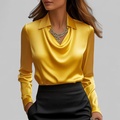 Women's Cowl Neck Blouse with Collar