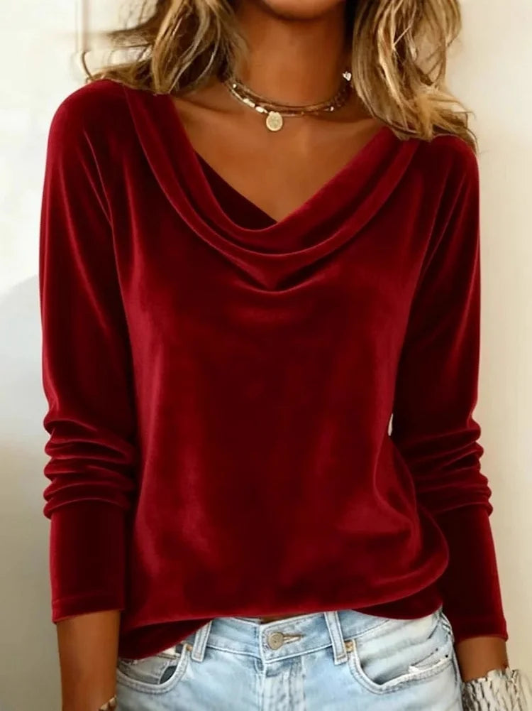 Women's Cowl Neck Sleeve Top with Raglan Sleeves