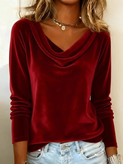 Women's Cowl Neck Sleeve Top with Raglan Sleeves