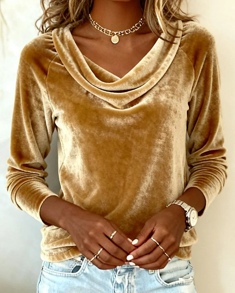 Women's Cowl Neck Sleeve Top with Raglan Sleeves