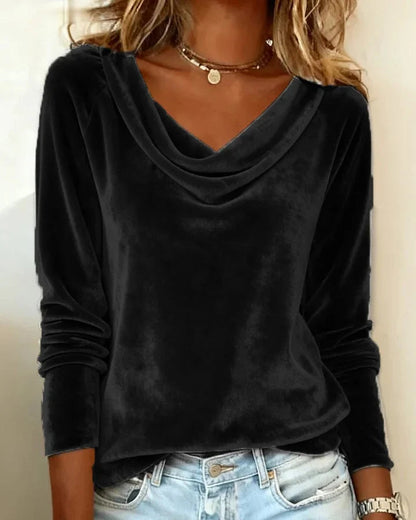 Women's Cowl Neck Sleeve Top with Raglan Sleeves