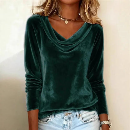 Women's Cowl Neck Sleeve Top with Raglan Sleeves