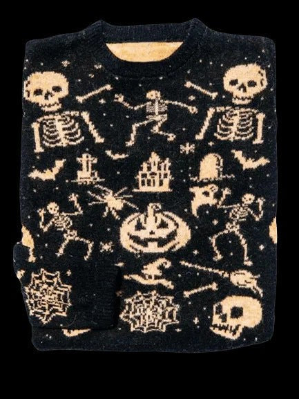 Women's Fair Isle Sweater with Round Neck and Long Sleeves for Autumn and Halloween - 8