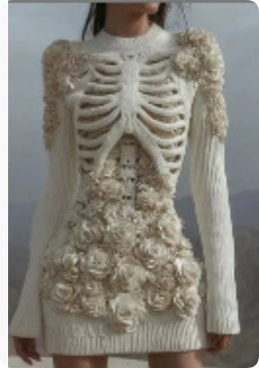Women's Halloween Long Sleeve Bodycon Mini Dress with Skeleton Pattern and Floral Appliques - 11