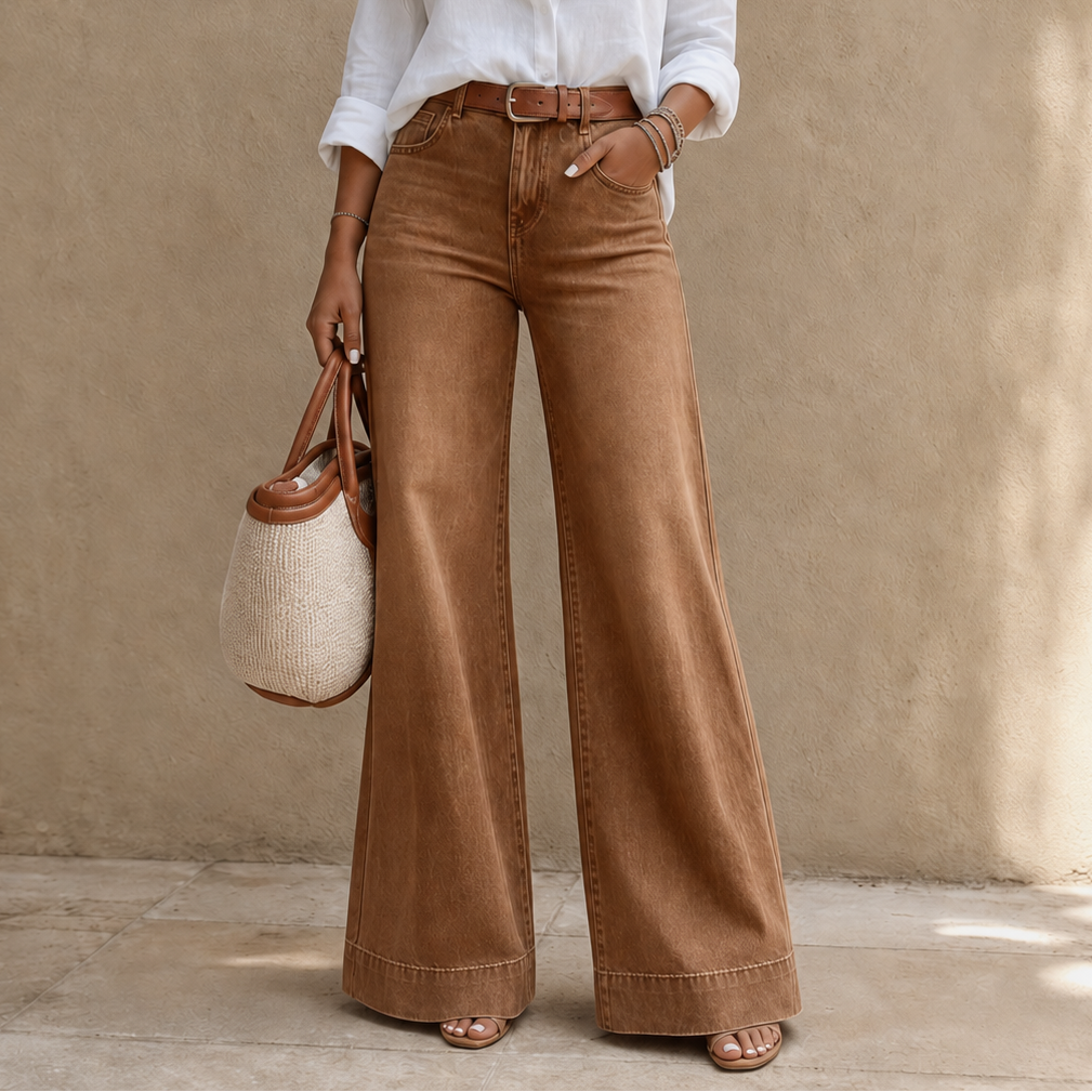 Women's High-Rise Wide-Leg Jeans with Vintage Wash