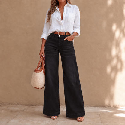 Women's High-Rise Wide-Leg Jeans with Vintage Wash