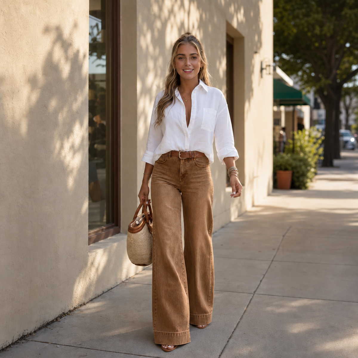 Women's High-Rise Wide-Leg Jeans with Vintage Wash