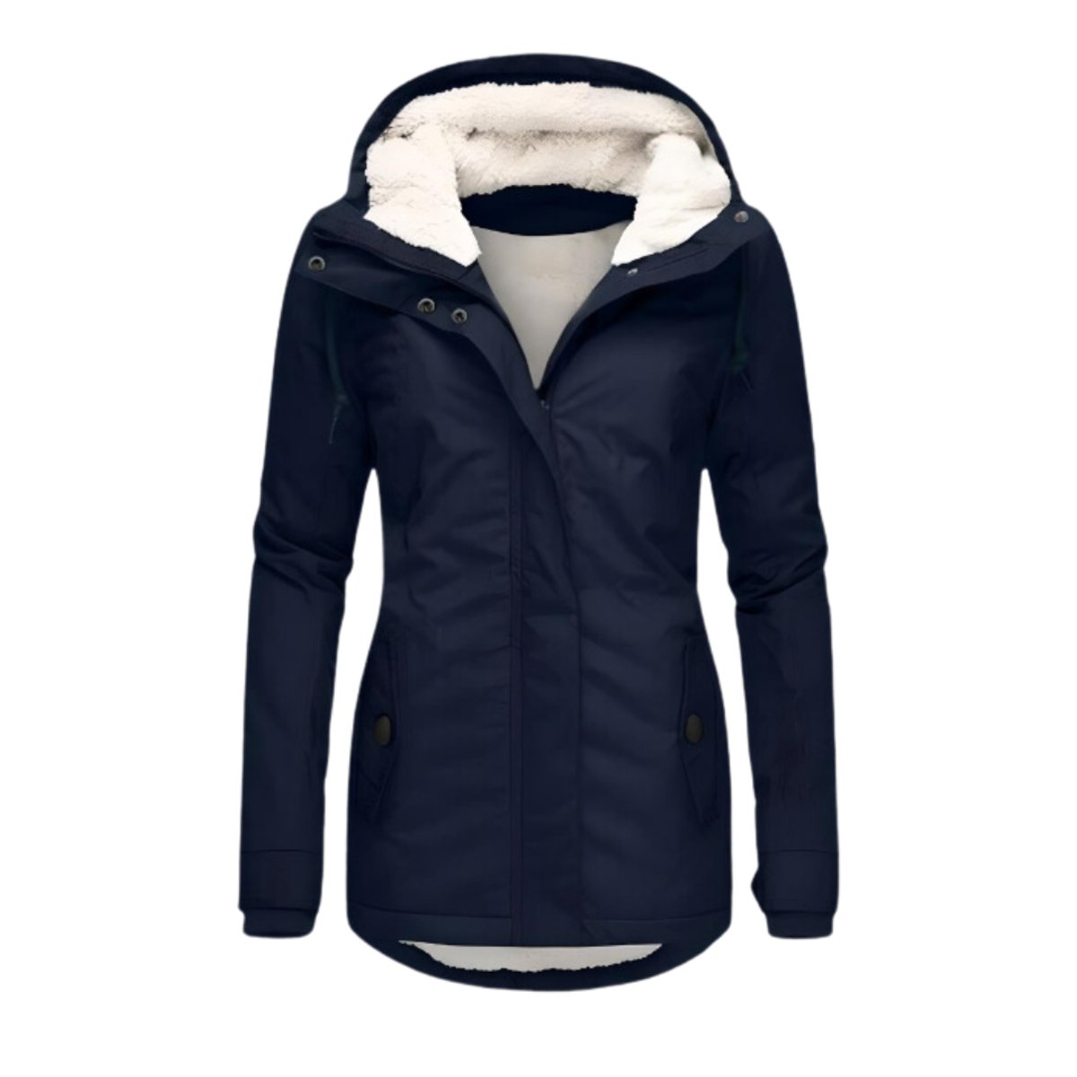 Women's Hooded Parka with Drawstring Hood and Front Pockets