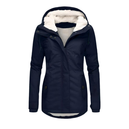 Women's Hooded Parka with Drawstring Hood and Front Pockets