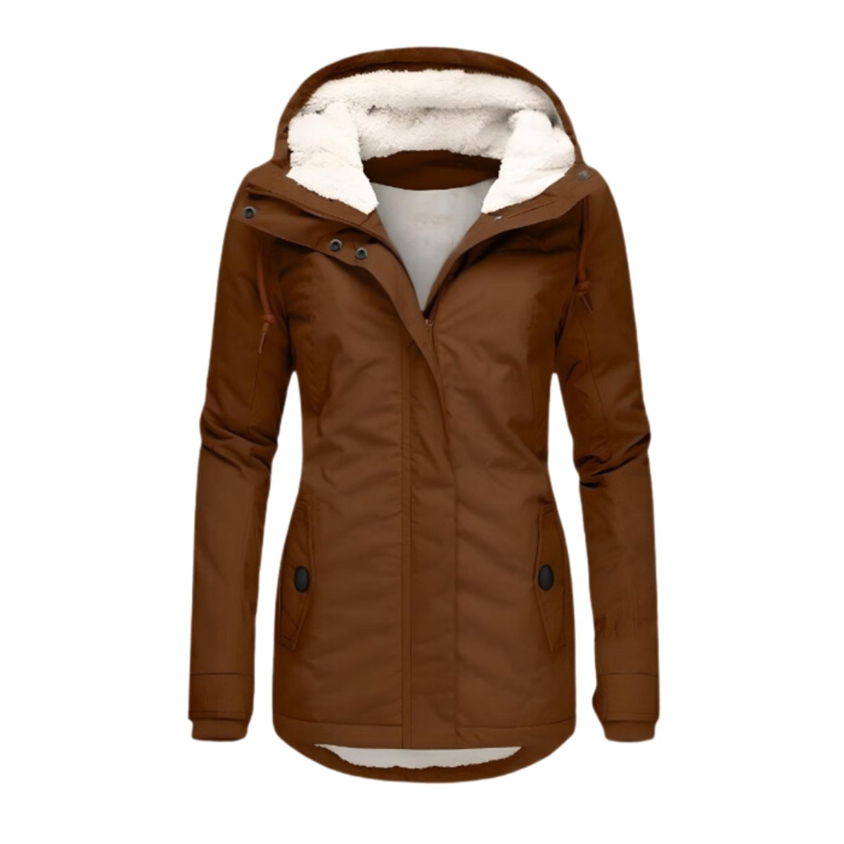 Women's Hooded Parka with Drawstring Hood and Front Pockets