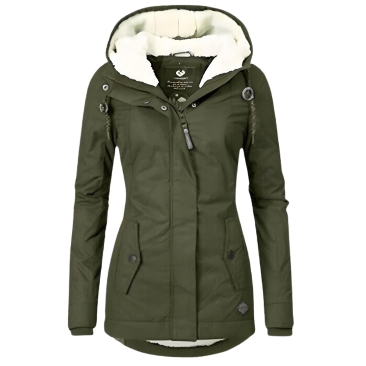 Women's Hooded Parka with Drawstring Hood and Front Pockets