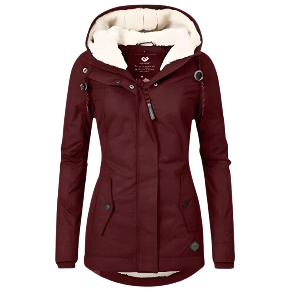 Women's Hooded Parka with Drawstring Hood and Front Pockets
