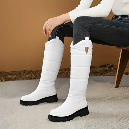 Women's Knee-High Winter Boots with Lace-Up Front and Non-Slip Sole