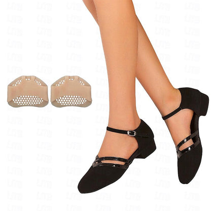 Women's Low Block Heel Dance Shoes with Ankle Strap and Round Toe