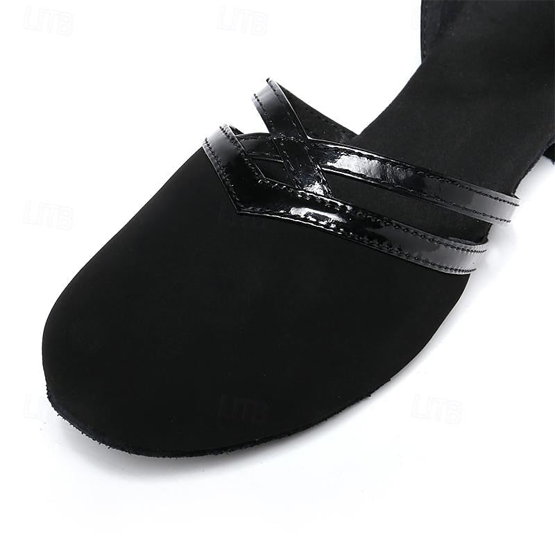 Women's Low Block Heel Dance Shoes with Ankle Strap and Round Toe