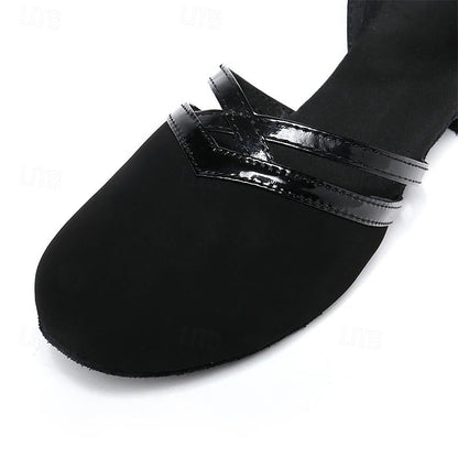 Women's Low Block Heel Dance Shoes with Ankle Strap and Round Toe