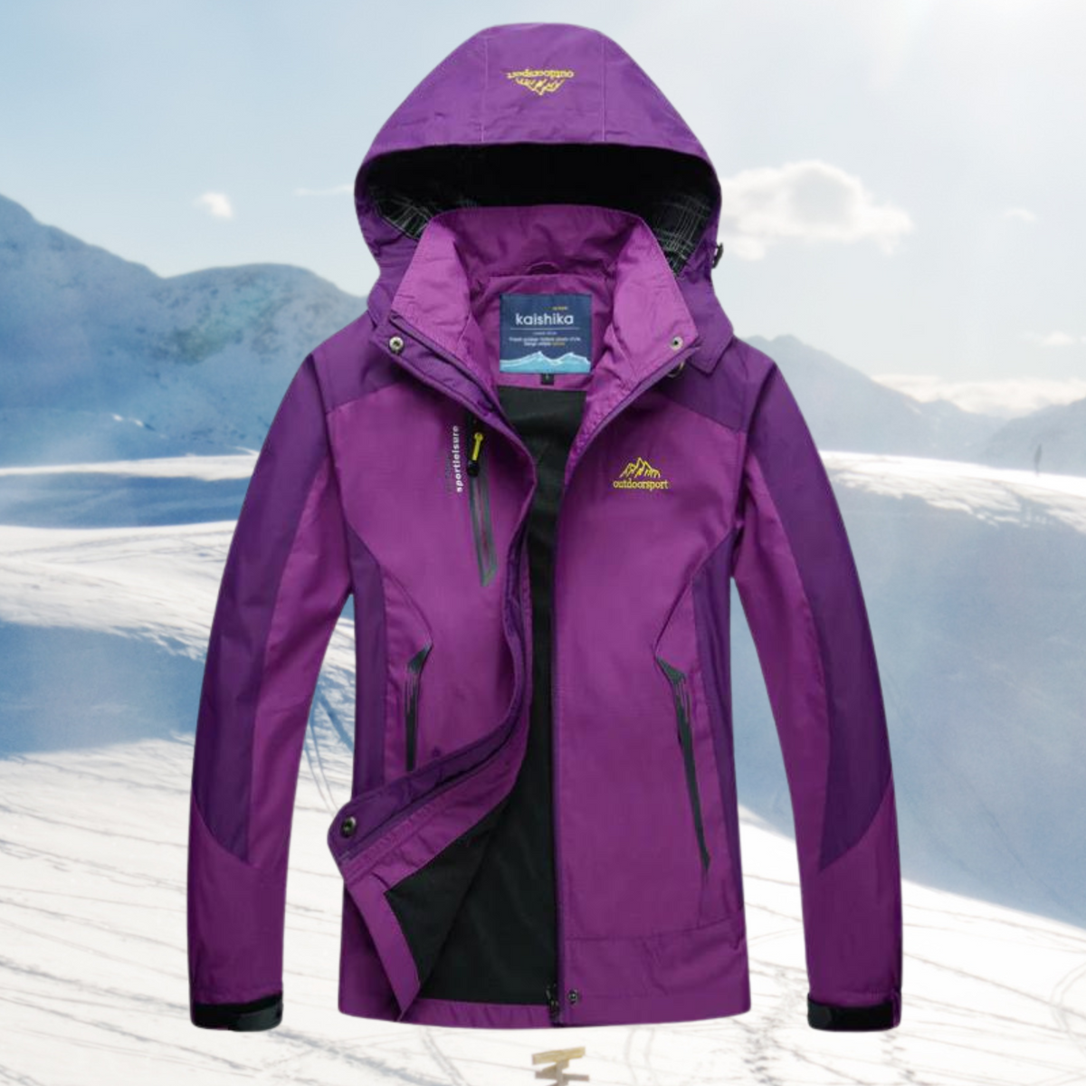 Women's Outdoor Hooded Jacket with Full-Zip Closure and Zippered Pockets